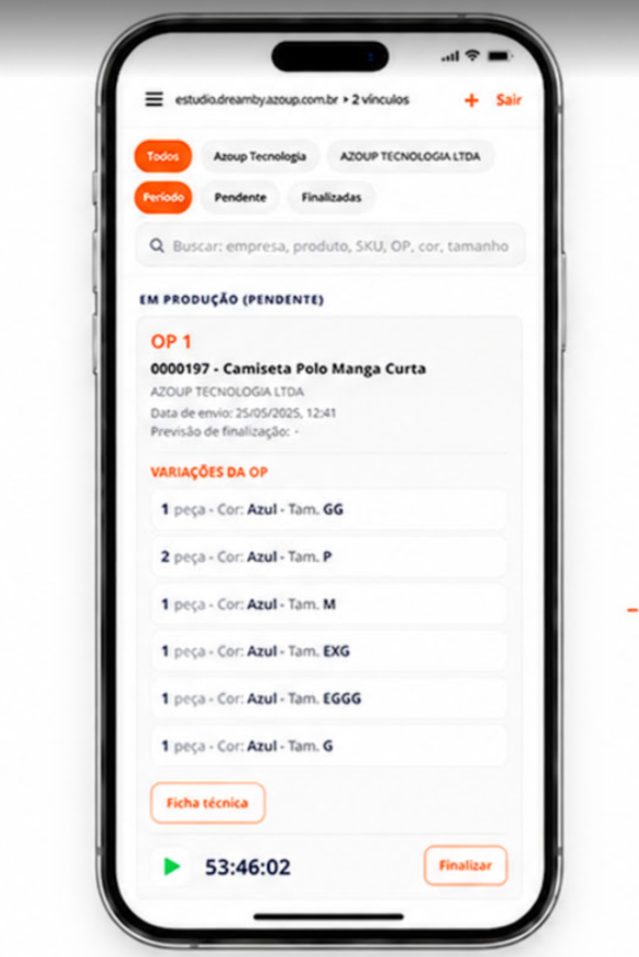 Controle e aplicativo para faccionistas do Confec Azoup